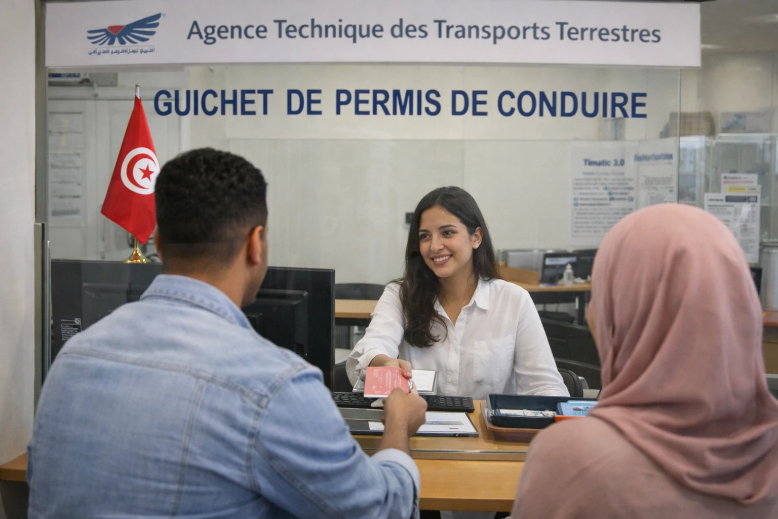 Un élève au guichet pour inscription au permis B à sfax